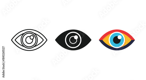 Different eye illustrations side by side on white background