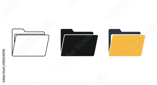 Folder icon set with different colors and styles