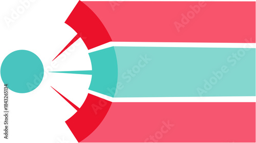 Abstract infographic element with three horizontal bars and a central circle representing data visualization and business concepts isolated on white Backgrond