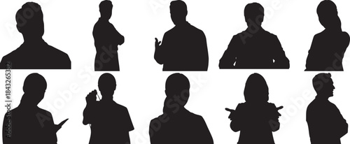 Silhouettes of People in Various Poses and Actions