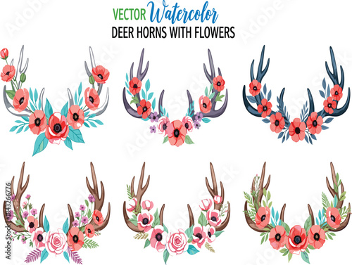 Set of cute cartoon forest animals illustration with the text 'Hello, Autumn', featuring fox, wolf, owl, lynx, deer, rabbit, and hedgehog, symbolizing wildlife and fall season decoration.