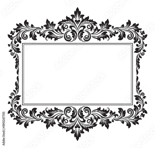 Luxury Vintage Ornamental Border Frame in Black and White