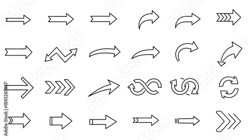 Diverse Collection of Arrow Icons and Symbols for Direction and Navigation Design
