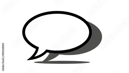 Speech bubble icon with shadow, representing communication and conversation, isolated on white