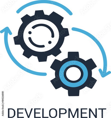 Development system icon vector software engineering process growth gears arrows improvement
