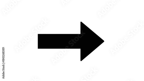 Black Arrow Icon Pointing Right Isolated on White Background, Graphic Element