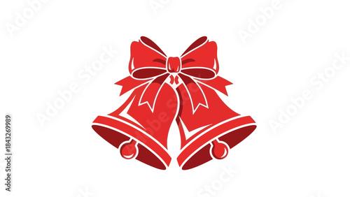 Festive Red Christmas Bells with a Bow: Symbol of Holiday Cheer and Celebration