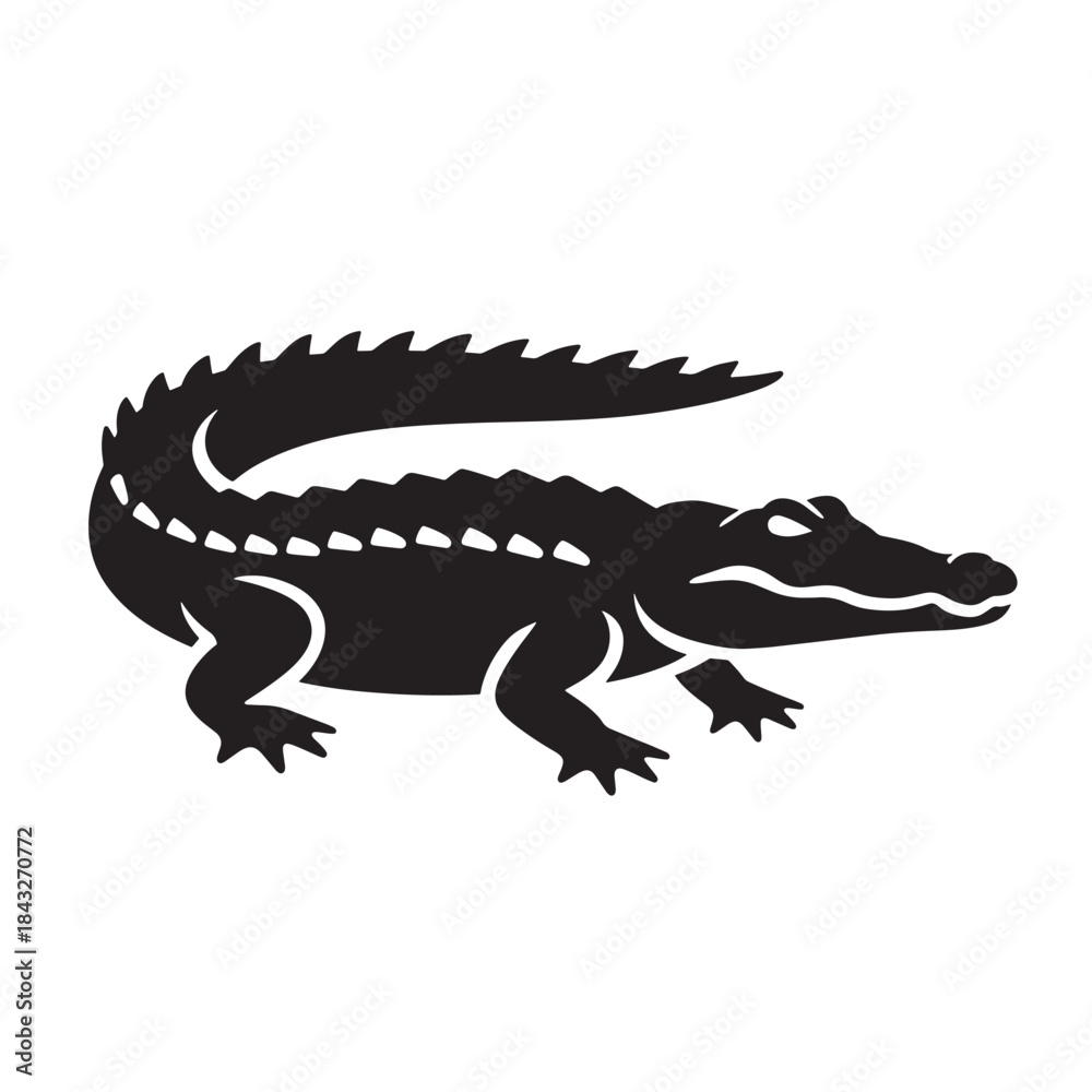 Fototapeta premium Alligator symbol for branding and wildlife design, black vector icon