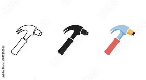 Hammer icon set in different style