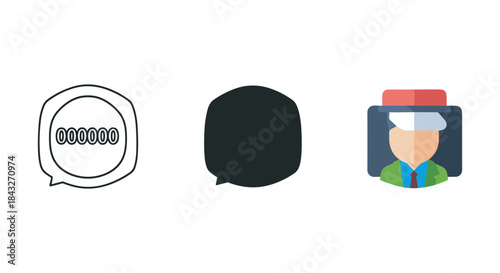 Different types of speech bubbles and user profile