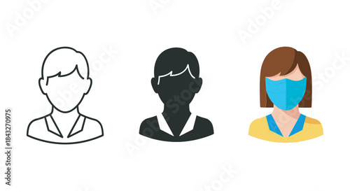 Different people wearing mask illustration