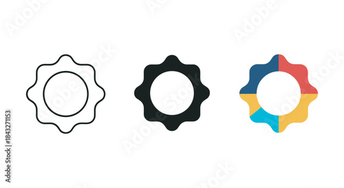 Gear icon variations on white background