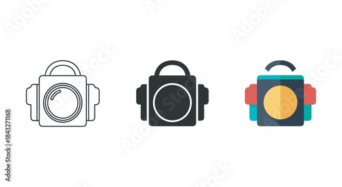 Camera icons set in different styles