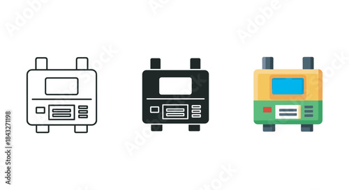 Set of three different style electric meter icon