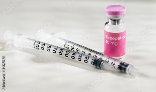 Close up of Glass Vials with Lyophilized Tirzepatide GLP1 Agonists Inside