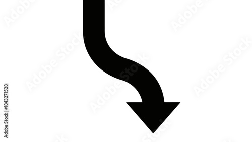 Black Arrow Showing a Downward Curve with a Sharp Turn to the Right