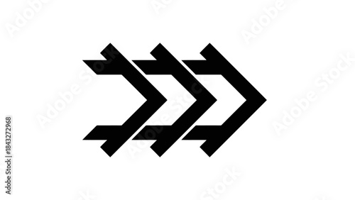Bold Black Arrows Symbolizing Progress and Forward Movement on White Background