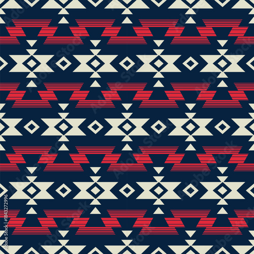 Modern western aztec geometric pattern. Vector colorful southwestern navajo stripes design seamless pattern. Ethnic geometric pattern use for fabric, textile, home decoration elements, upholstery, etc