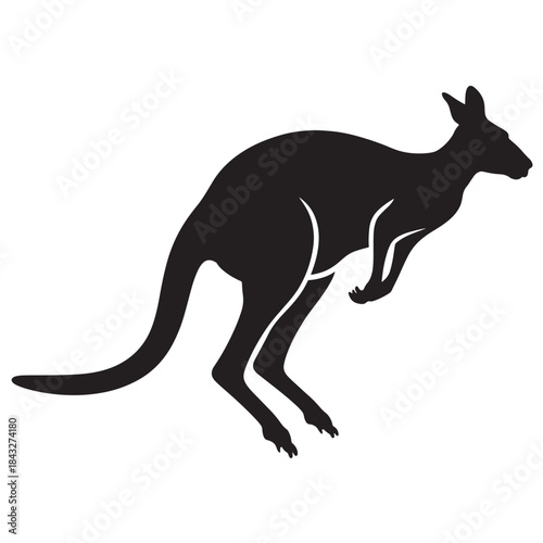 Kangaroo animal symbol for wildlife branding and Australian tourism, jumping silhouette vector icon