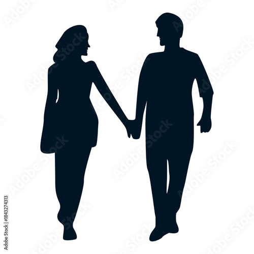 Romantic Couple Silhouette. Vector Illustration.