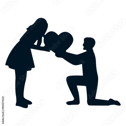 Romantic Couple Silhouette. Vector Illustration.