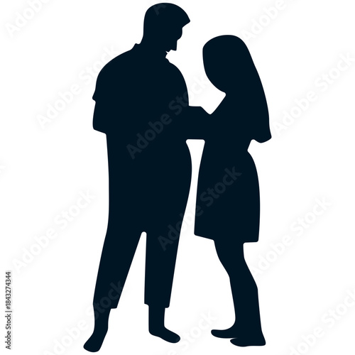 Romantic Couple Silhouette. Vector Illustration.