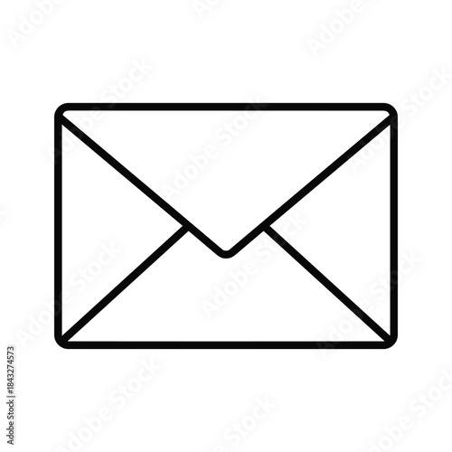 Simple black envelope icon on white background