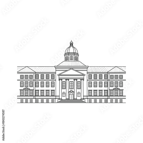 Classical building with dome and columns