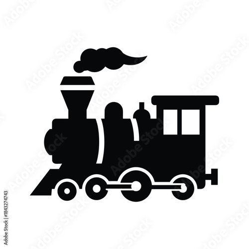 Vintage train silhouette with steam engine