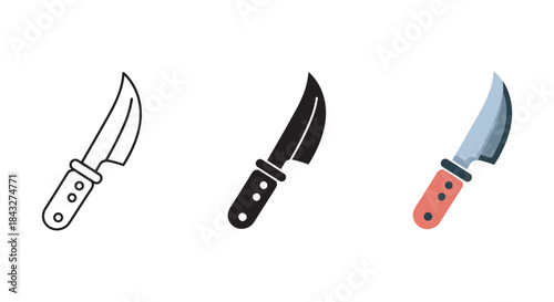 Knife illustration set with different colors