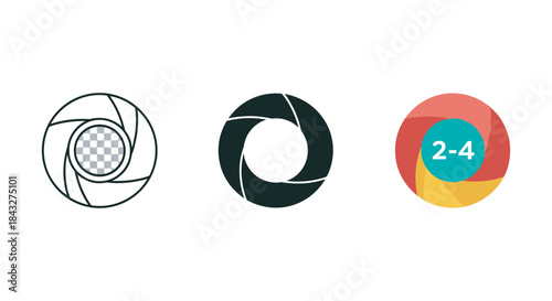 Camera aperture icons set for graphic design