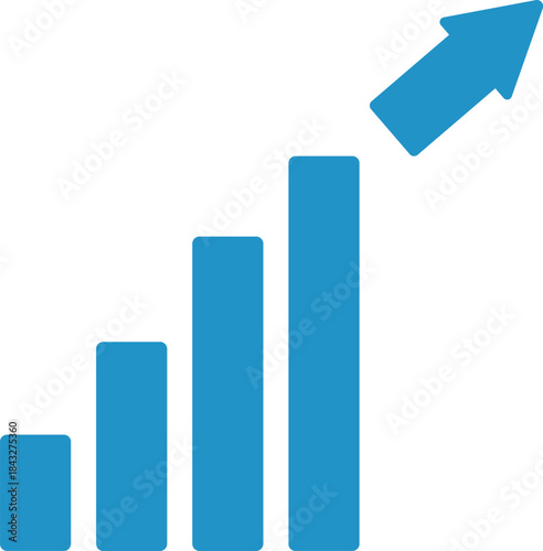 成長を表す右肩上がりのグラフのビジネスイラスト(青)