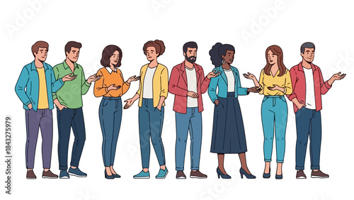 Diverse Group Presentation Flat Vector Illustration