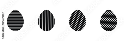 Easter eggs icon set. set of decorated ester eggs vector. spring easter black and white egg elements. Vector Illustration .EPS 10 .