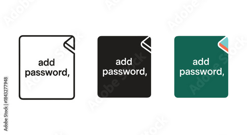 Add password icon set for secure login and authentication