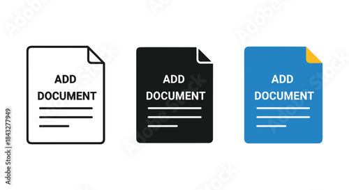 Add document icons in white black and blue color