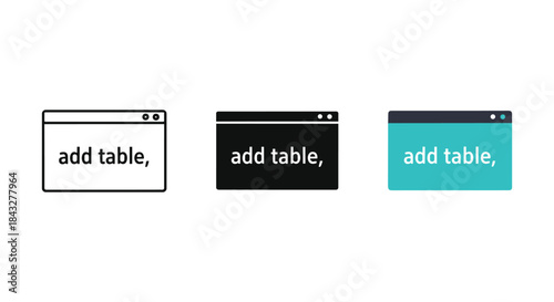 Add table button icons in different colors and styles