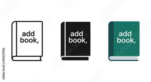 Add book icon set for library and education