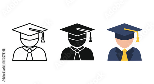 Graduate icons representing educational achievement