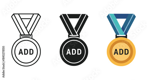 Add medal icon set in different style and color