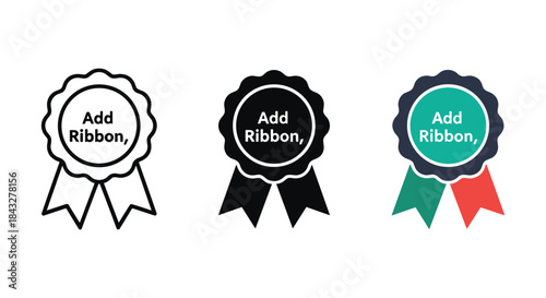 Collection of ribbon icon set for award and certificate