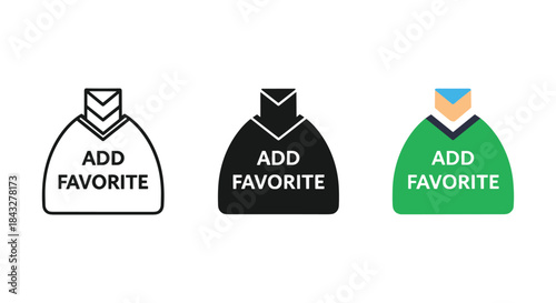 Add favorite shirt icon set in different colors