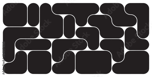 Bento Grid Abstract Pattern. Organic Shapes Figured Collage. Creative UI Graphic Concept. Abstract Bento Grid Layout with Organic Geometric Shapes and Modern UI Vector Background