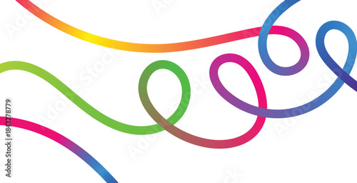 Abstract Gradient Wave Shapes Background with Colorful Rainbow Ribbon Lines. Gradient Color Shapes Pattern. Background with Wave Rainbow Ribbons. Vector Color Lines with Gradient.