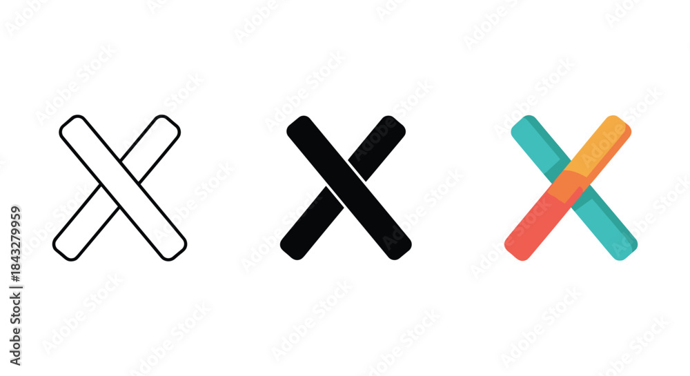 Obraz premium Set of three different cross symbols in various styles