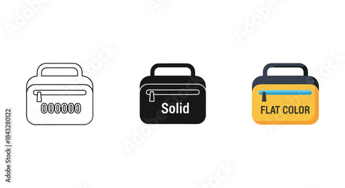 Different style of lunch box icon set