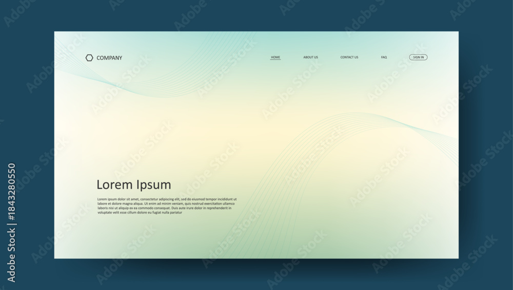 Naklejka premium Abstract wave futuristic design of landing page. retro gradient mesh website design 