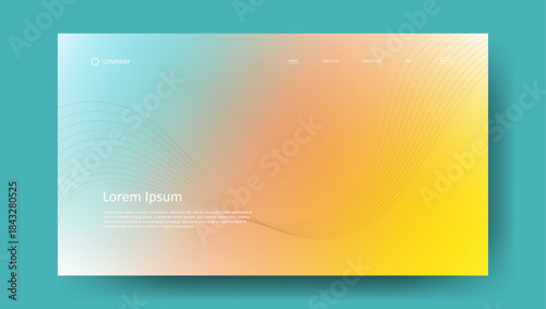 Abstract wave futuristic design of landing page. retro gradient mesh website design	