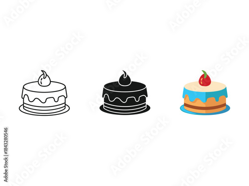 Three different cakes illustration