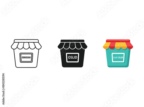 Three different storefronts with unique awnings and signage